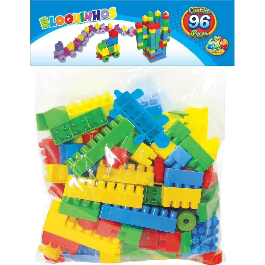 Bloco de Montar Pedagógico 96 Peças Brinquedo Montessoriano Blocos de Encaixe Infantil