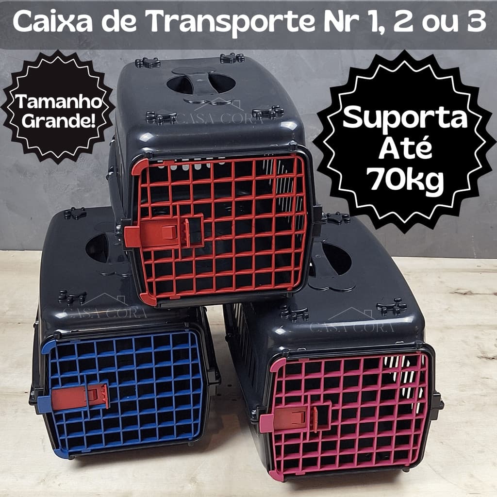 Caixa de Transporte Gato Numero 1, 2 ou 3 Para Transporte de Gato ou Cachorro Colorida Resistente.