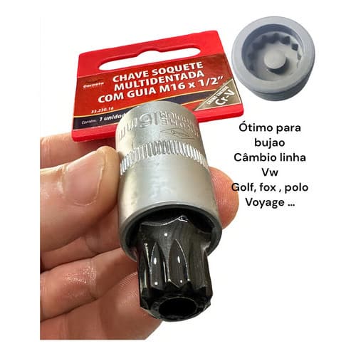 Chave Soquete Multidentada M16 Bujão Câmbio Vw Golf Polo Fox Etc