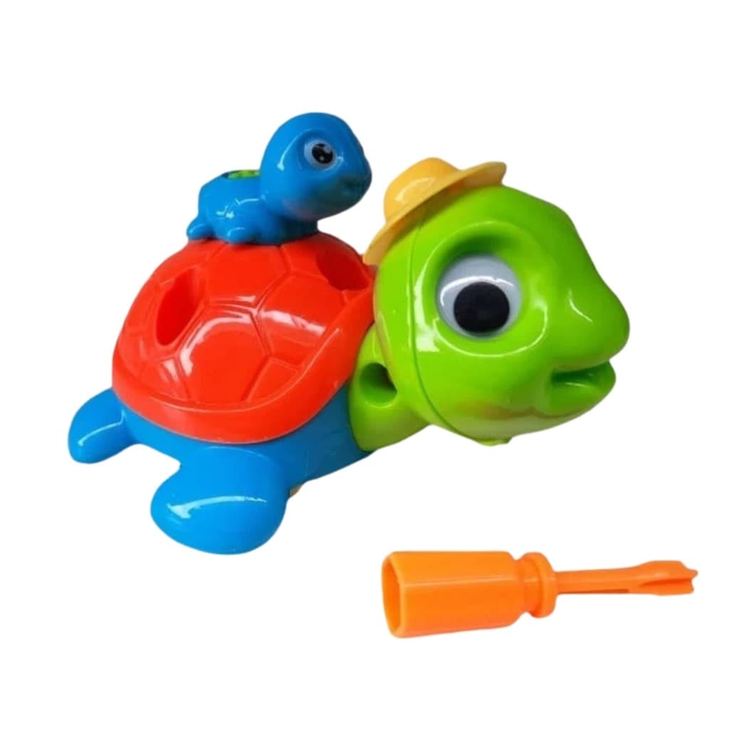 Tartaruga Didática de Montar com Parafusos  Brinquedo Educativo Infantil com corda de tração