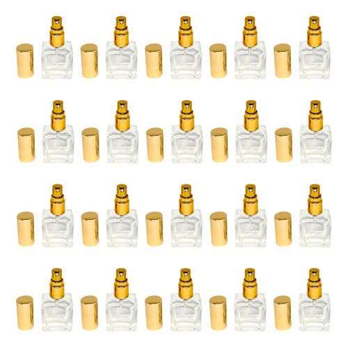 20 Frascos De Vidro 10ml Válvula Spray Dourada