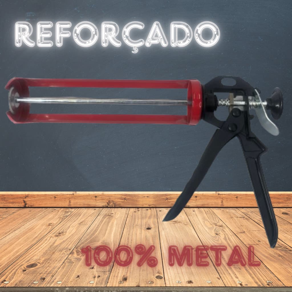 Pistola Aplicador de Silicone Reforçado Cola PU Veda Calha