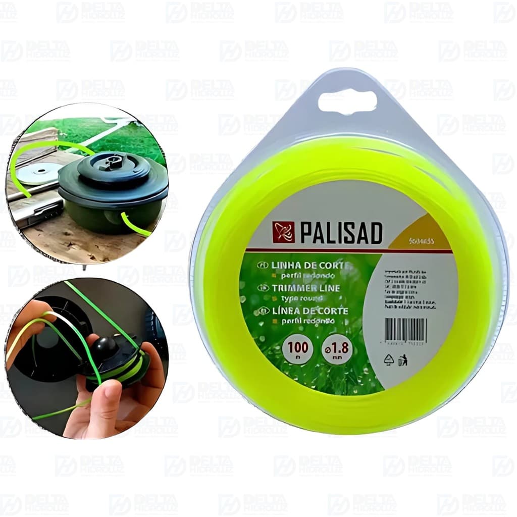 Fio De Nylon Roçadeira 1,8mm 100 Metros Aparador Grama - Palisad - 9684655