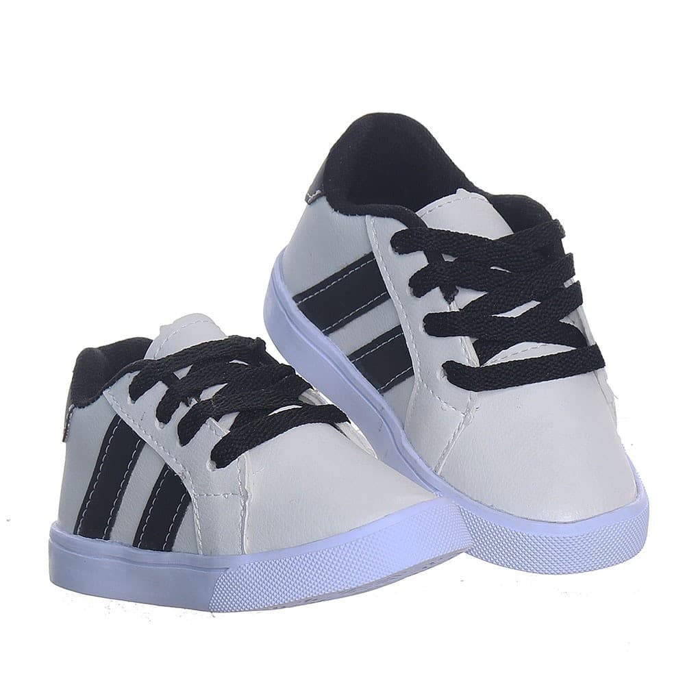 Sapato calçado de menino listrado infantil casual branco escolar