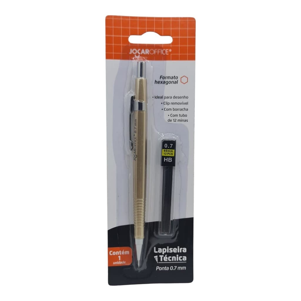 Lapiseira Tecnica 0.7mm Hexagonal + Tubo De Grafite 12 Minas