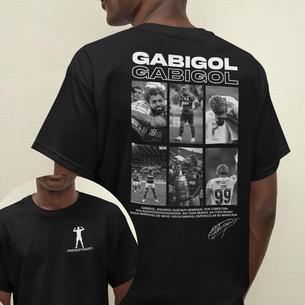 Camiseta Masculina Gabigol Futebol Brasileirão Libertadores - Blusa 100% em Algodão - Envio Imediato - VS Shopp