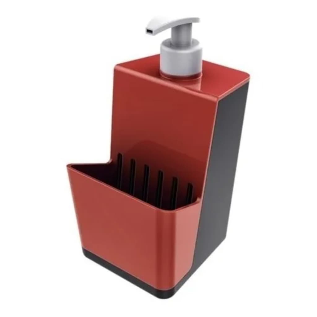 Porta Detergente Dispenser de Pia Chumbo e Vermelho Crippa
