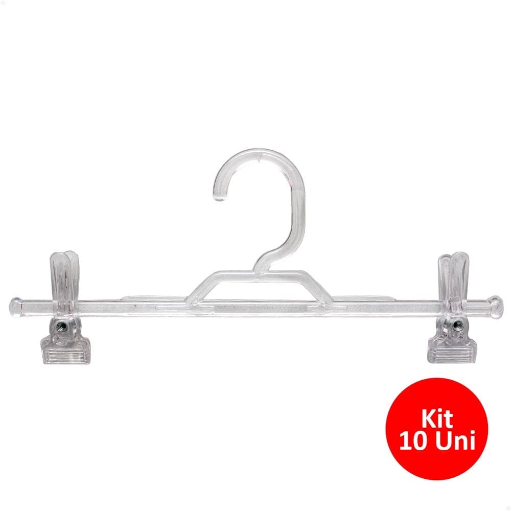 Kit 10 Cabide Saia Calça Short Bermuda Com Presilha Acrílico
