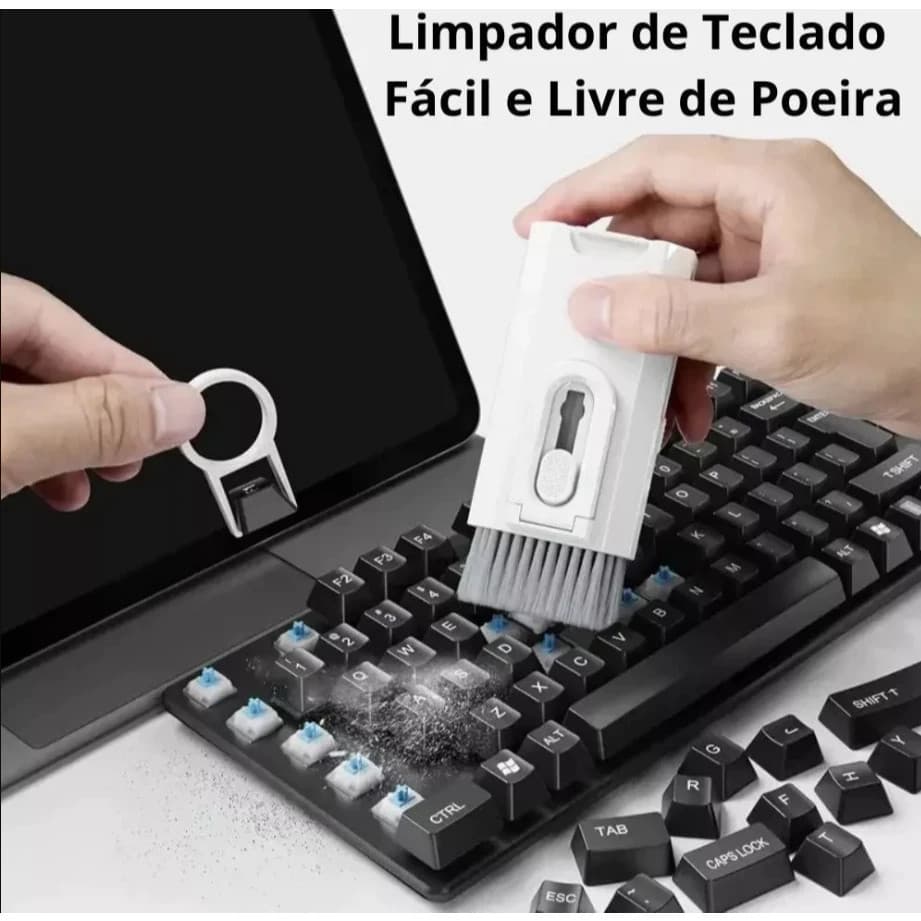 Kit Escovas Limpeza Teclado Suporte Tablet Fone Celular Notebook Botões Cantos Touch Remoção Sujeira