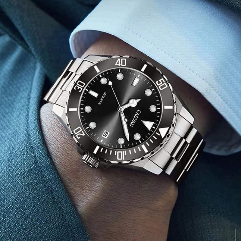Relógio Social De Aço Inoxidável Masculino Luxo Quartzo Resistente á Água Moda Masculina