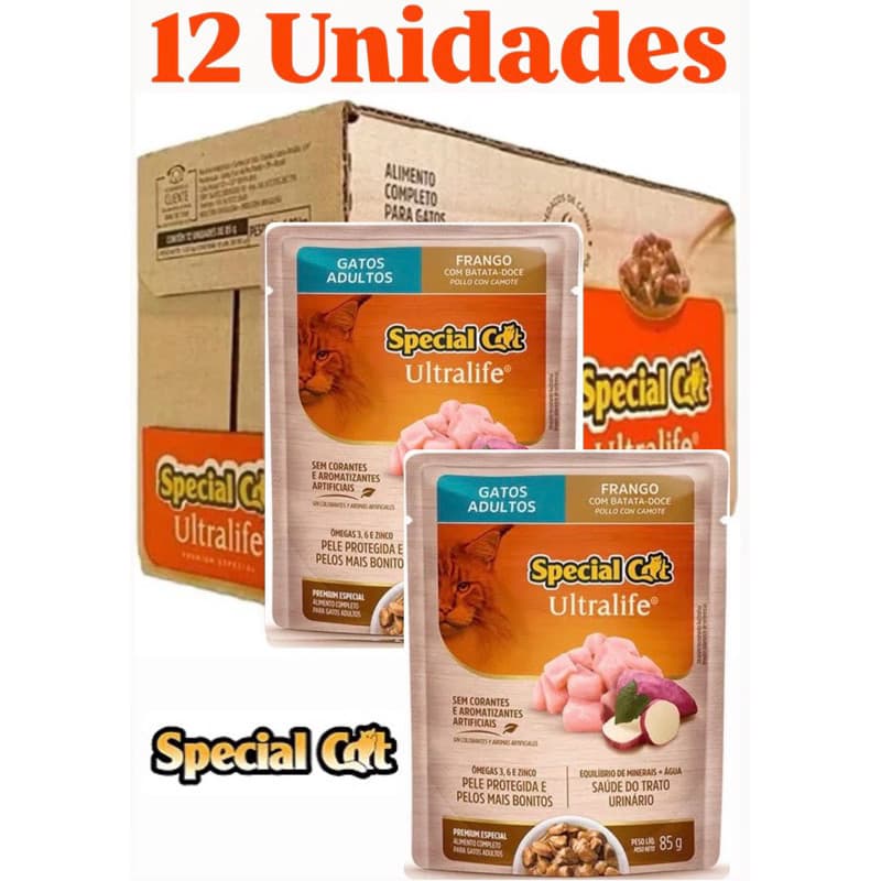 Kit 12 unidades Sache alimento úmido gatos Premium super saudável special cat original