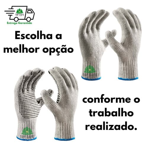 Kit 3 Luvas Algodão Cotton com ou sem Pigmentação Serviço Geral Obra Construção Segurança