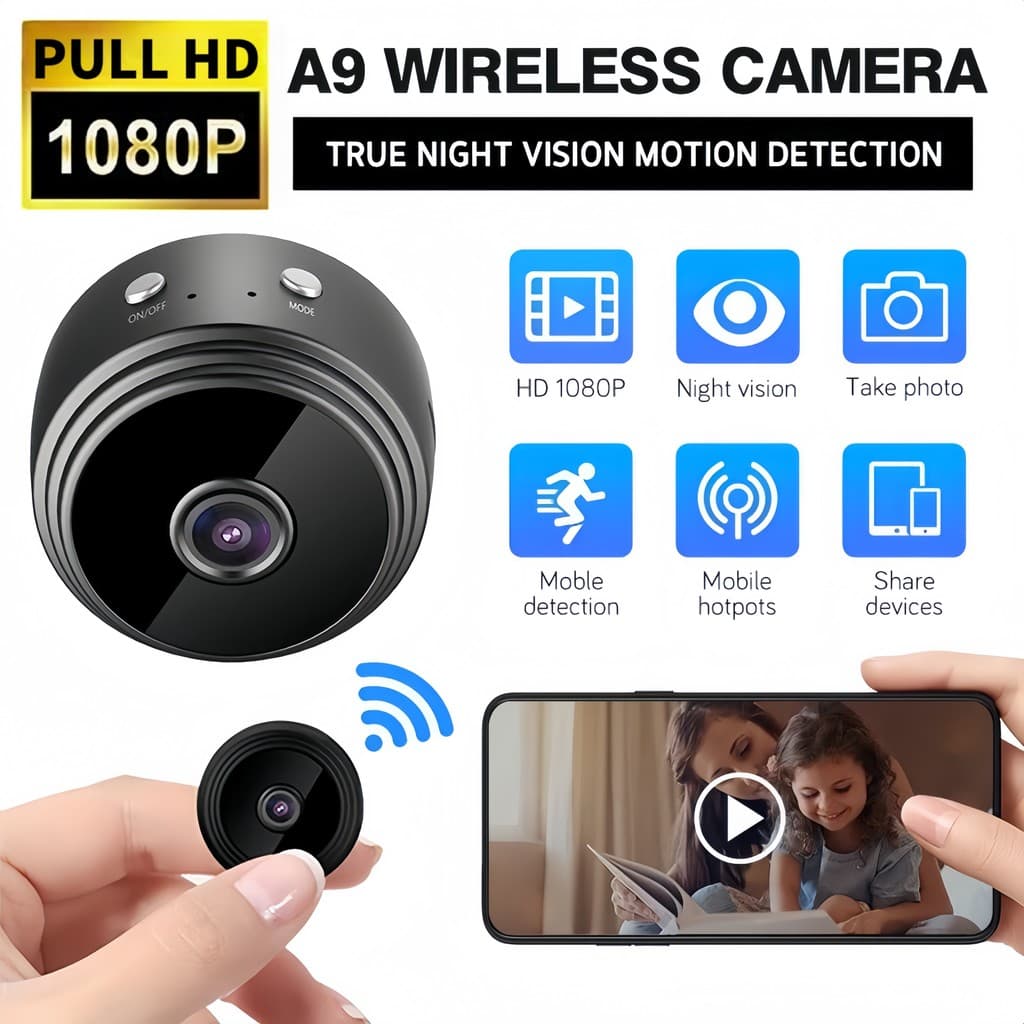 Câmera A9 Mini HD Sensor De WIFI Grava Em Cartão de Memória Com Suporte Para Encaixe Envio Imediato
