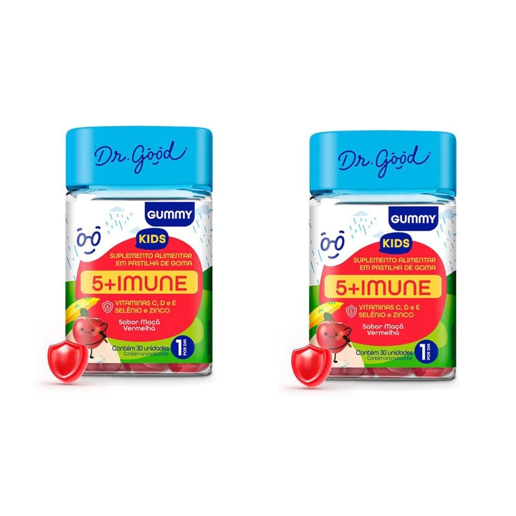 Kit 2 Dr Good Fini 5+Imune Kids 30 Gomas Sabor Maca Vermelha - Dr Good