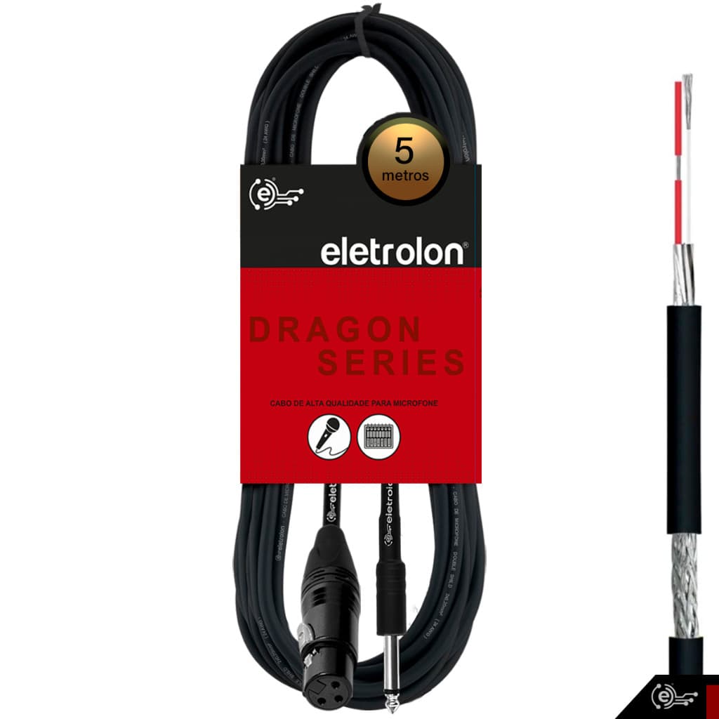 Cabo de Microfone P10 Mono Para XLR Femea Balanceado Caixa de Som Mesa Karaoke - Disponível em Vários Metros