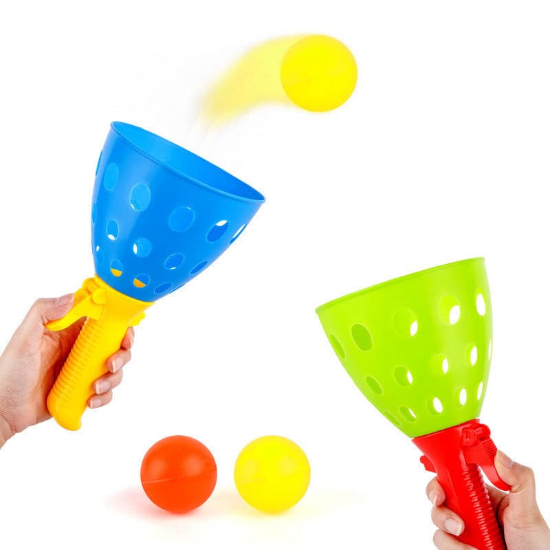Kit 8 Brinquedos Lança e Pega Bolinhas Passe Jogar Pegar