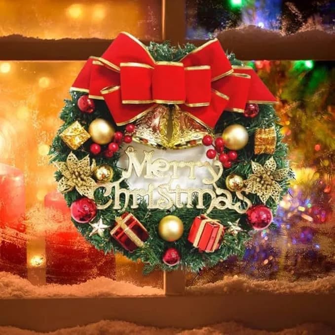 40cm Decoração De Natal Guirlanda Do Feriado Porta Sinal De Parede