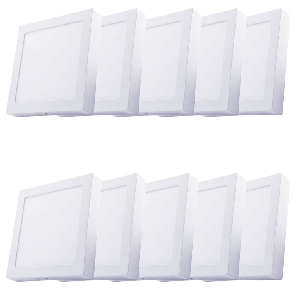 kit 10 Painel plafon led 18w sobrepor quadrado 20x20 cm Bivolt Branco Frio Tg