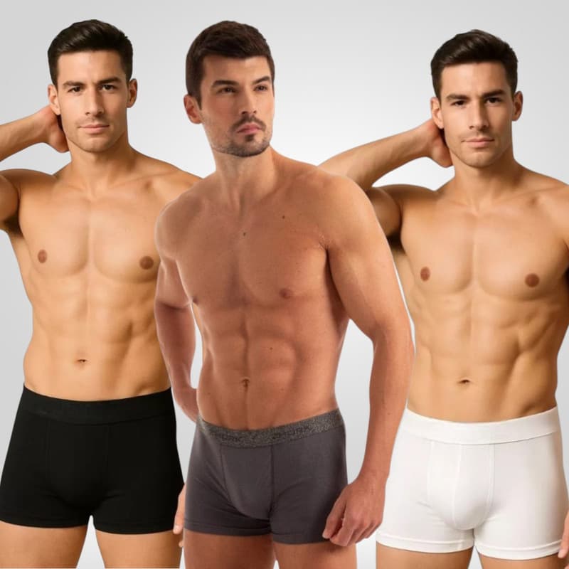 Kit de 3 Unidades de Cuecas Boxer Premium Masculina Adulto Lisa Boxer Moda Intima Masculina