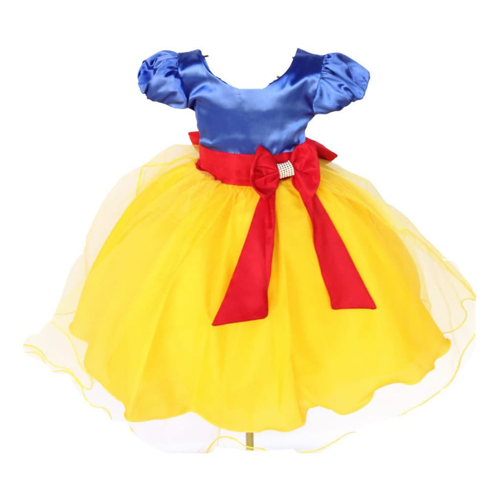 Vestido Infantil Branca De Neve Tematico Para Festa Aniversario Com Tiara