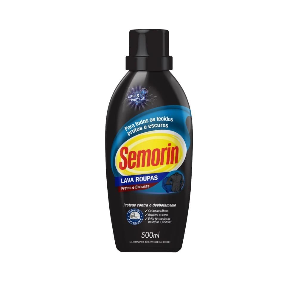 SEMORIN Lava Roupas Pretas e Escuras 500ml Sabão Líquido Protege Cor Não Desbota Tecidos