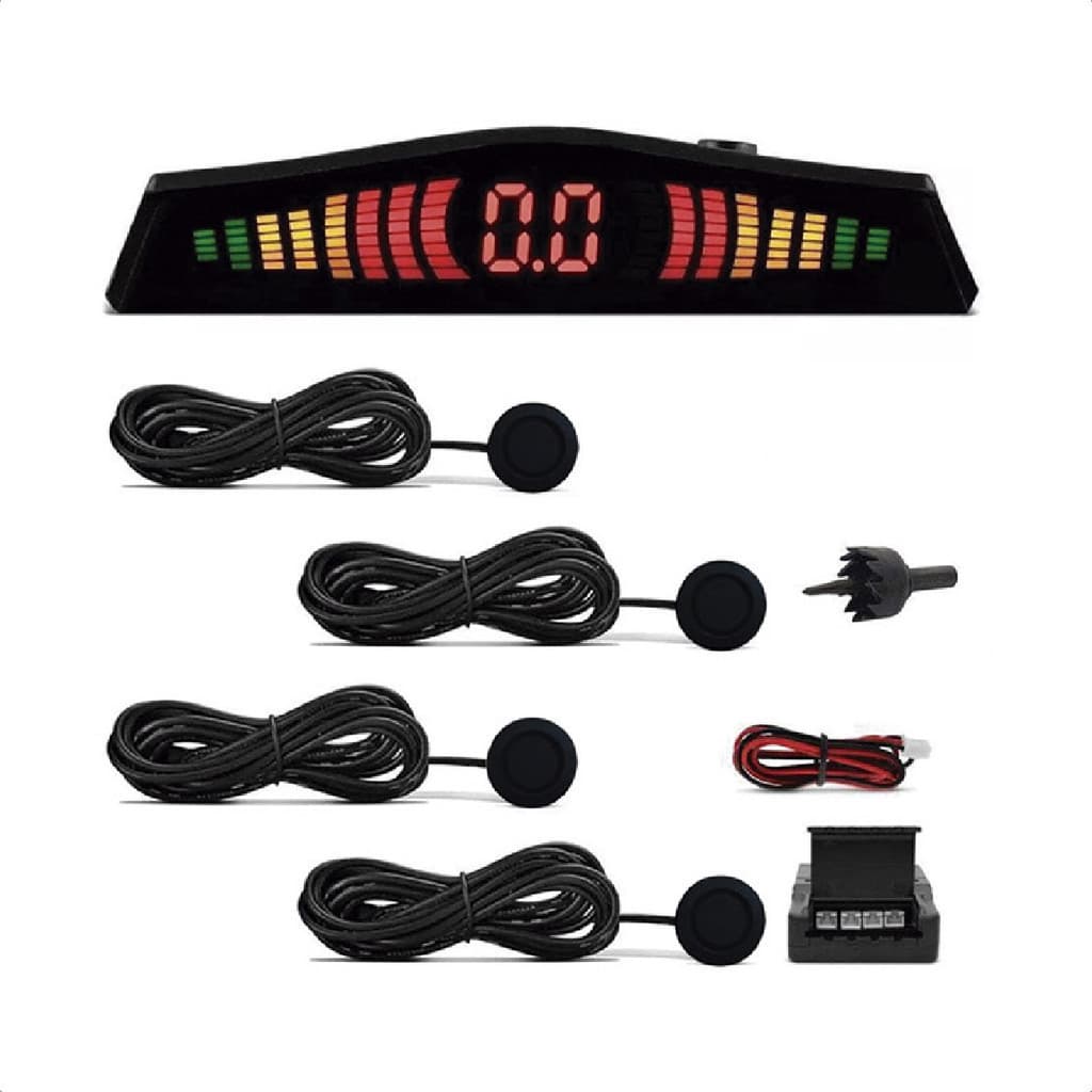 Sensor Estacionamento Ré 4 Sensores Preto Universal Display