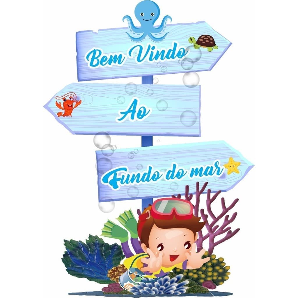 Displays de chão placa, Fundo Do Mar Menino Mdf 3mm (2)