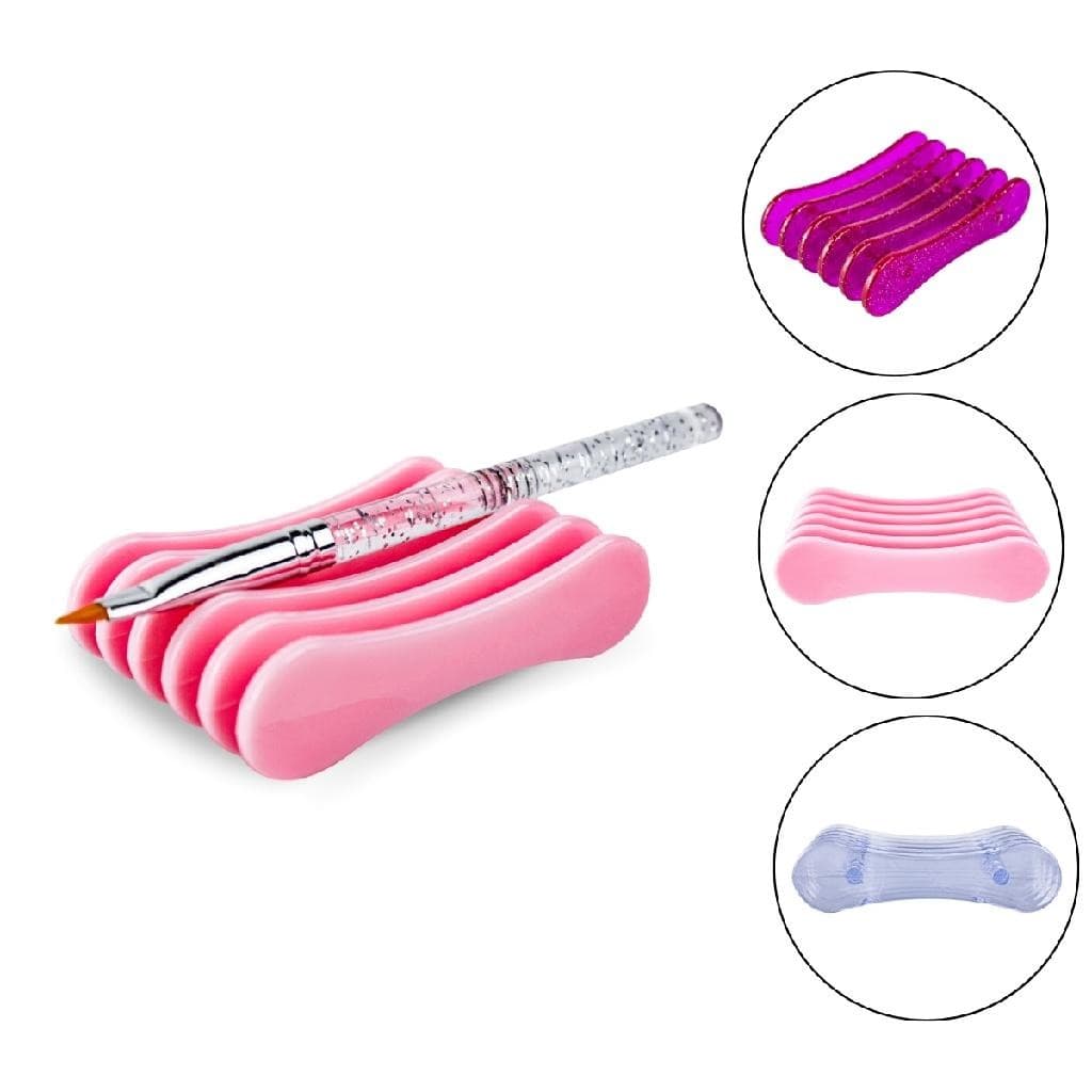 Suporte Grade Apoiador Porta Pincel Manicure 5 Divisórias Nail Art Ferramentas Unha Gel Maquiagem