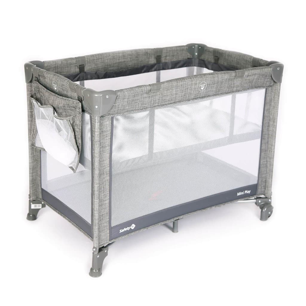 Berço Portátil Mini Play Safety 1st Com Mosquiteiro 2 Alturas 0-15kg Grey Denim