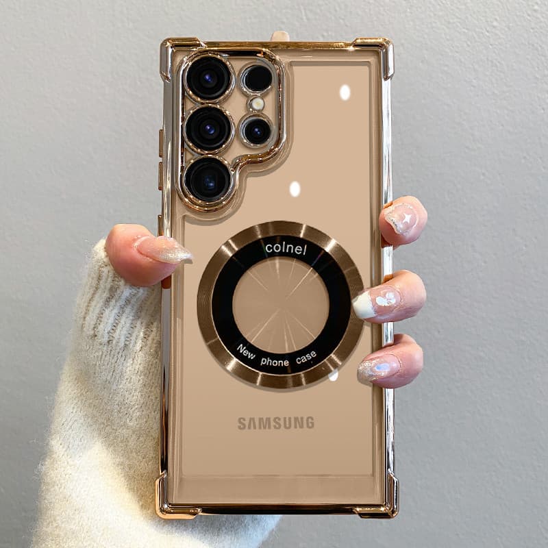 Capa De Telefone Magnética À Prova De Choque Com Airbag Revestido De Luxo Para Samsung Galaxy S24FE S22 S23 S24 S25 Ultr
