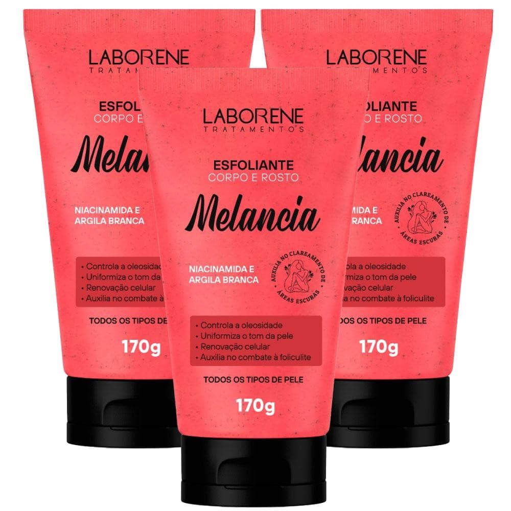 Kit 03 Esfoliante Corporal e Facial Melancia Laborene 170g
