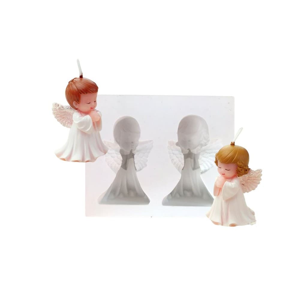 Molde Silicone Vela Anjinhos 3d Rezando Confeitaria Sabonete