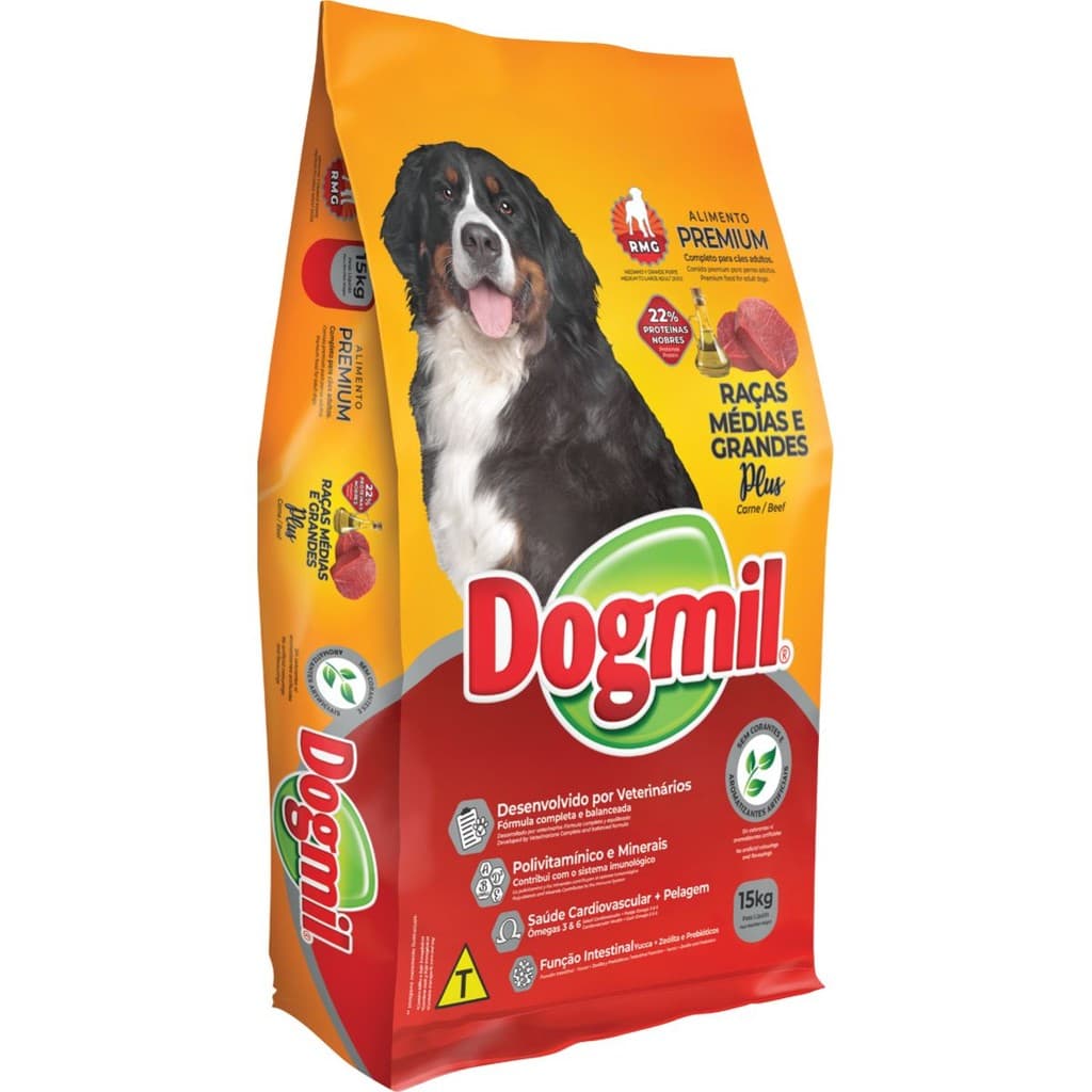RAÇÃO CAES DOGMIL PLUS RAÇAS MEDIAS E GDES PREMIUM 22% 15KG