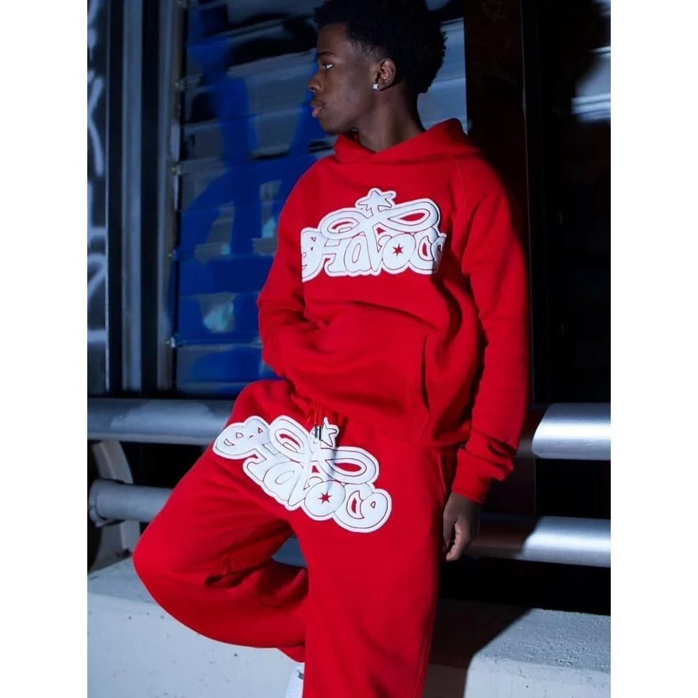 Conjunto unisexz Fato de Moda Nicho Americano Novo Estilo Street Wear High Street Hip-Hop Carta