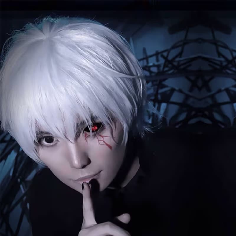 Peruca cosplay De Anime Prata Branca Halloween
