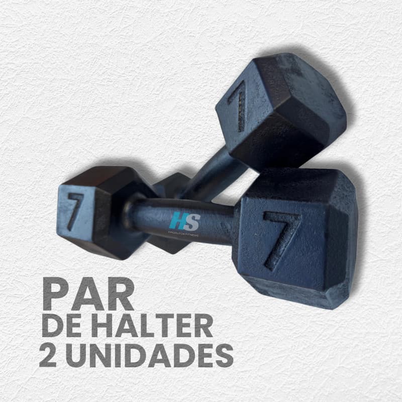Par de Halter Sextavado 7kg Pintado- peso de academia 7kg- 2 unid