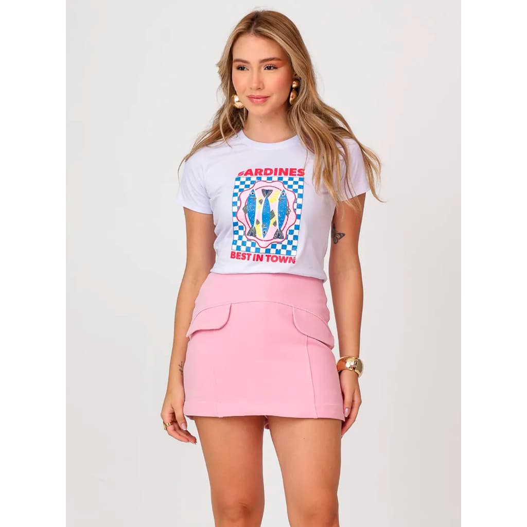 T-shirt Baby Look Feminina Sardines Best in Town 100% Algodão Tendência Peixe Sardinha Pinterest