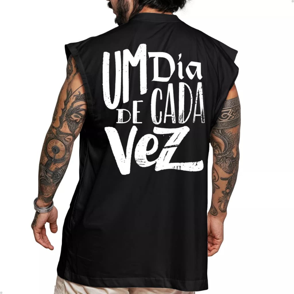 Camiseta Oversized Regata 100% Algodão Estampado Um Dia De Cada Vez