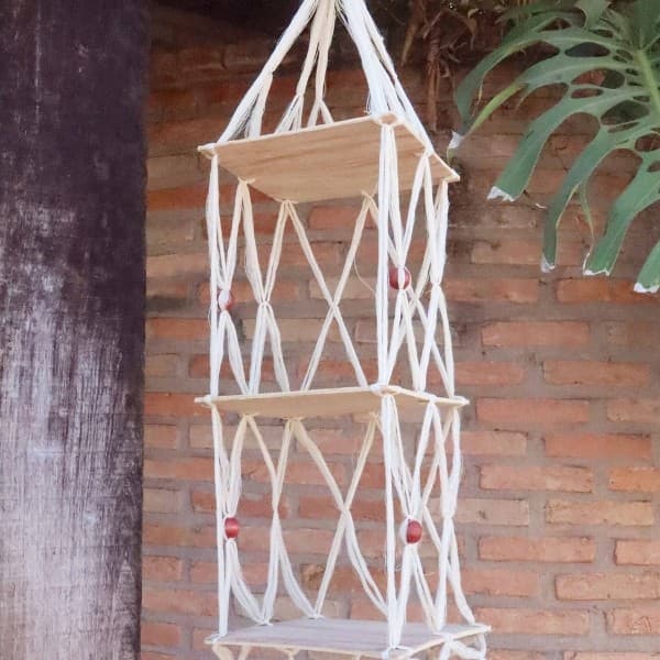 Estante Macramê Multiuso Bem Elegante e Criativa 3 Andares - GRANDE