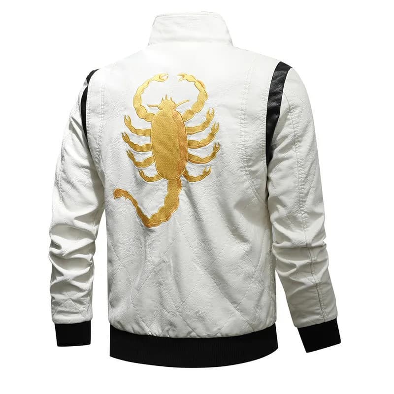 Nova Jaqueta StreetWear Moda Masculina Escorpião Bordado Motocicleta Bliker Jaquetas De Couro Do Plutônio Blusão Roupas