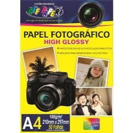 Papel Fotográfico Alto Brilho Off Paper A4 180g/m² - 50 Folhas Ideal para Impressoras Celulose Papeis