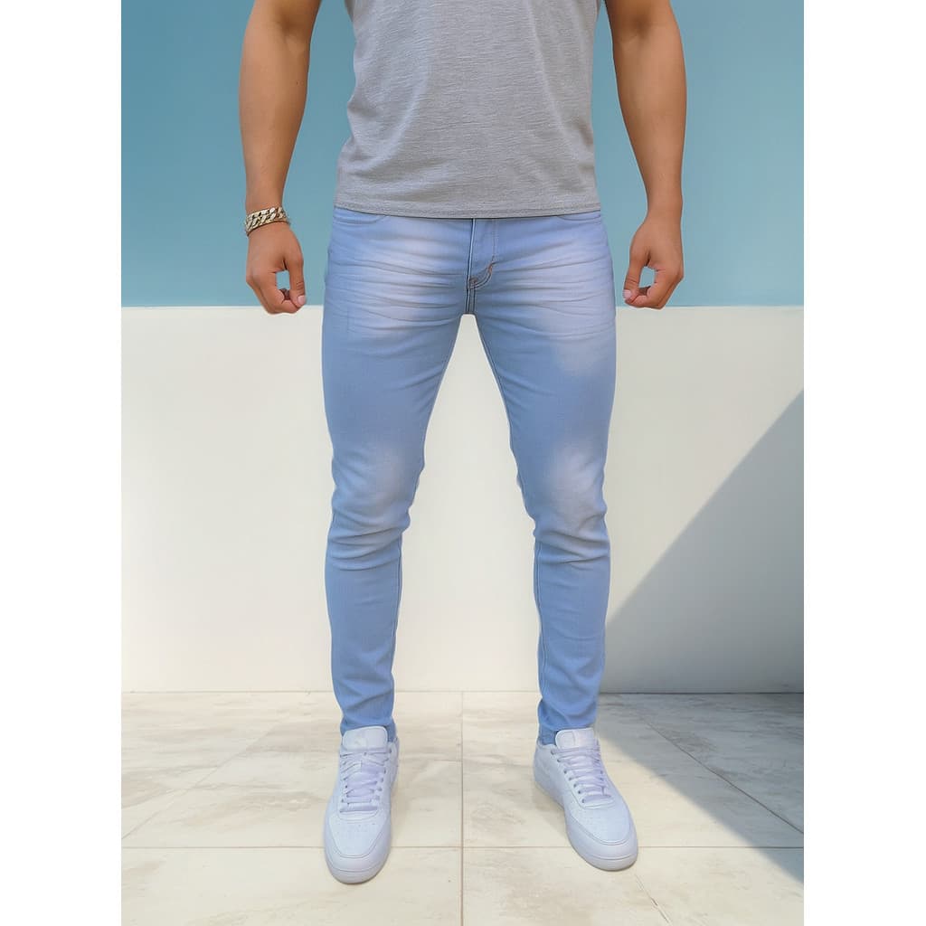 Calça Jeans Skinny Masculina Elastano Lycra Confortável
