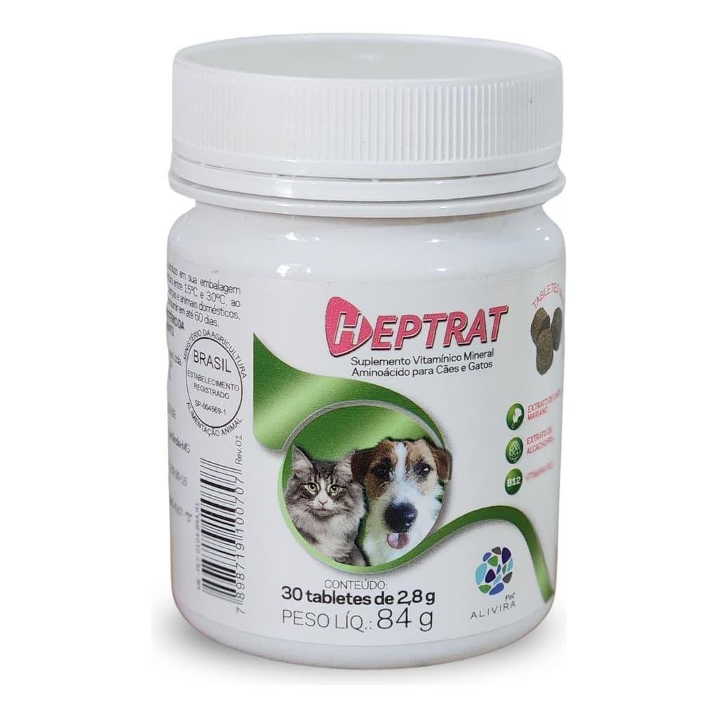Suplemento Heptrat Mastigaveis Alivira Pet 84g Fígado