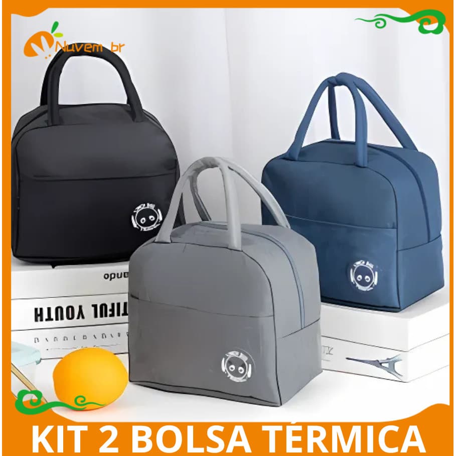 Kit 2 Bolsa Térmica Portátil para Marmita, Armazenamento Lancheira Térmica, Viagem, Trabalho, Escola e Fitness Drinks