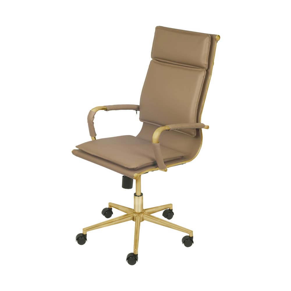 Cadeira De Escritório Giratoria Eames Soft Caramelo - Alta | Dourado Matte