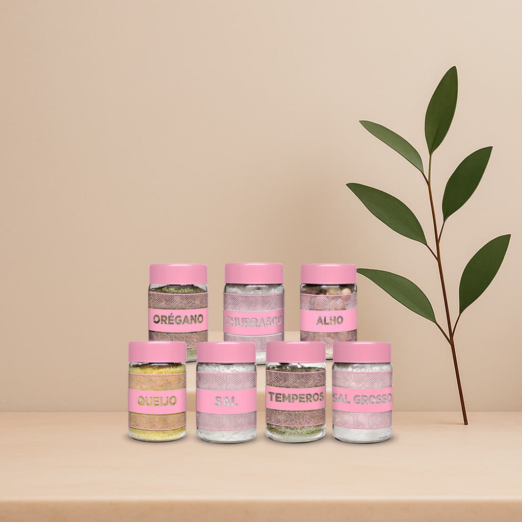 Kit C/ 7 Potes 600ml Estampas Utilidades Domésticas Cozinha