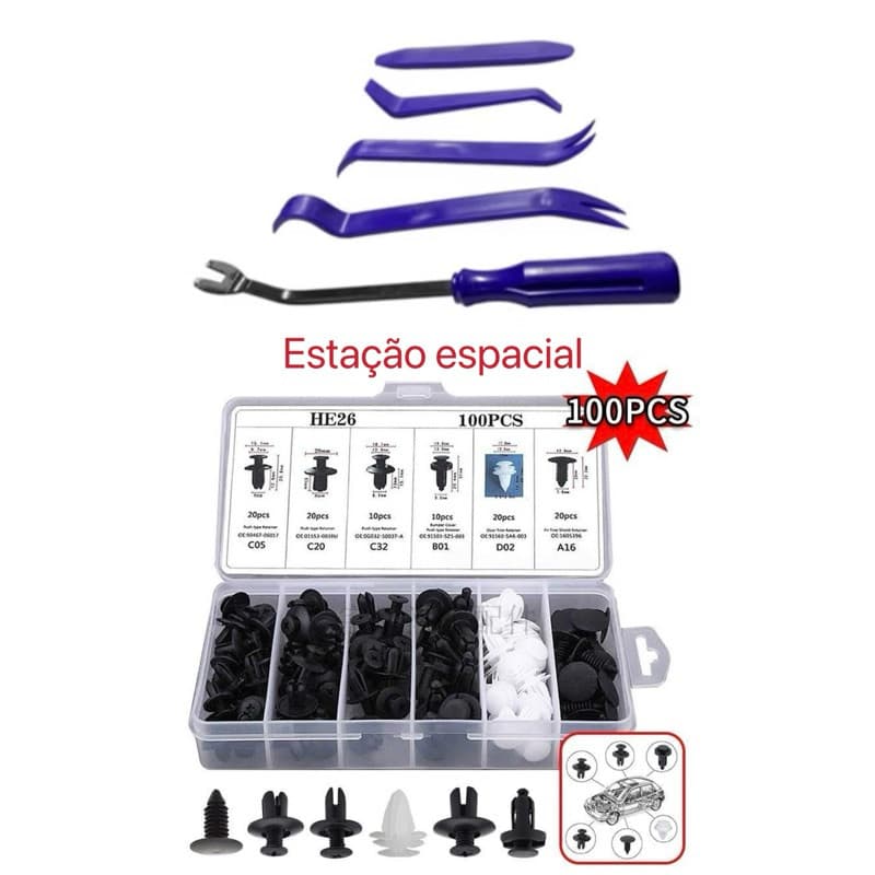 109  peças Fixador Automático Misto Clip de Fixação de Carroçaria Pino de Retentor Rebite Painel de Guarnição de Porta