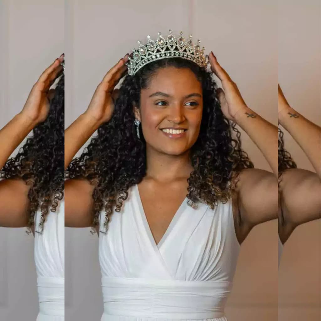 Coroa Noiva Elegante Estilo Princesa Tiara Flores Brilho Penteado Festa Casamento Cerimônia Feminino