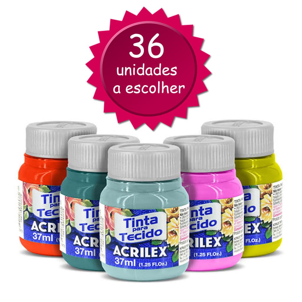 Kit Com 36 Tinta Para Tecido Acrilex 37ml (escolha As Cores)