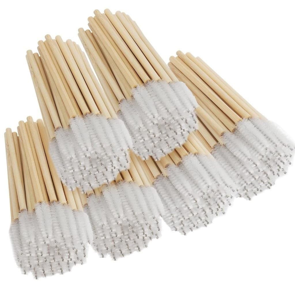 50 Pçs Alça De Bambu Escovas De Cílios Rímel Varinhas Aplicador Spoolers Sobrancelha Para Ferramenta De Extensão